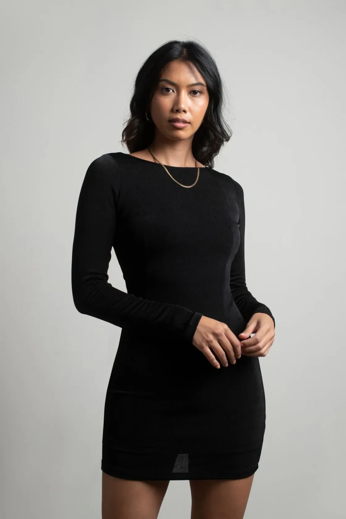 Tobi Love The Idea Long Sleeve Open Back Mini Dress - Blue
