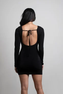 Tobi Love The Idea Long Sleeve Open Back Mini Dress - Blue