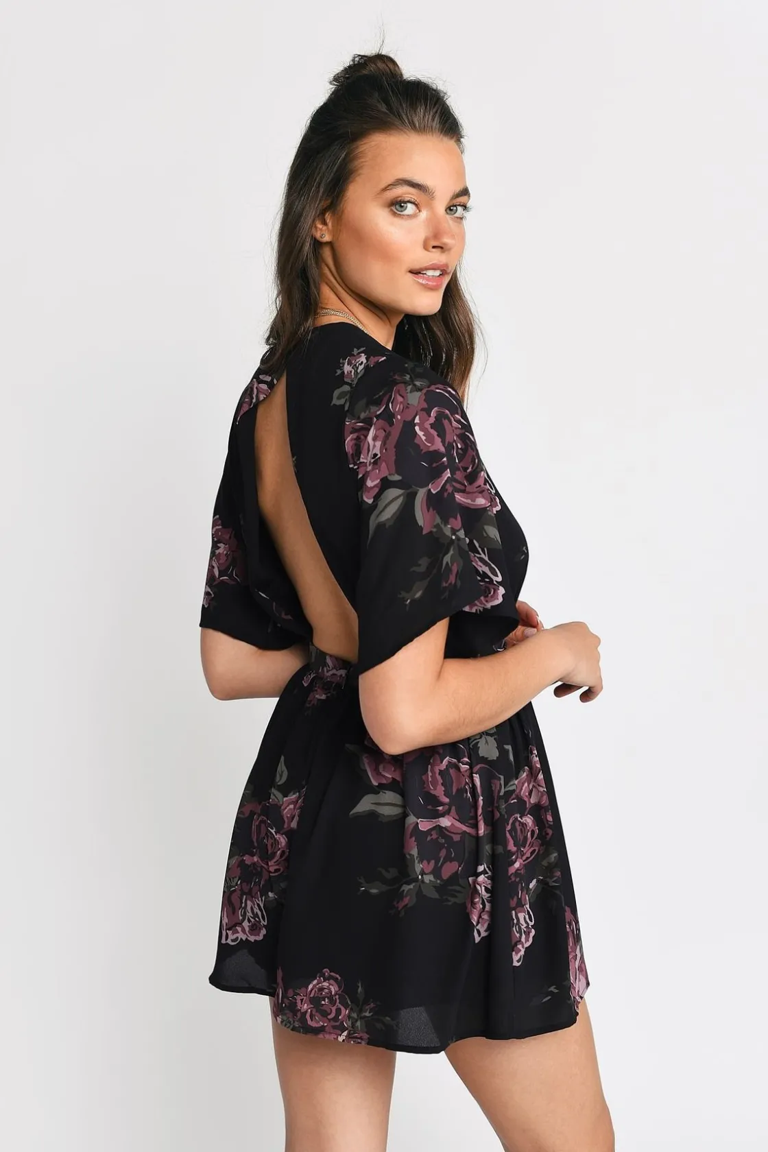 Tobi Lovely Roses Open Back Romper -