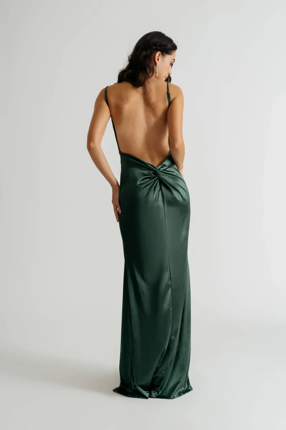 Tobi Lovestruck Satin Slit Twist Maxi Dress