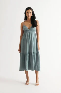 Tobi Loving Myself Blue Cotton Midi Dress