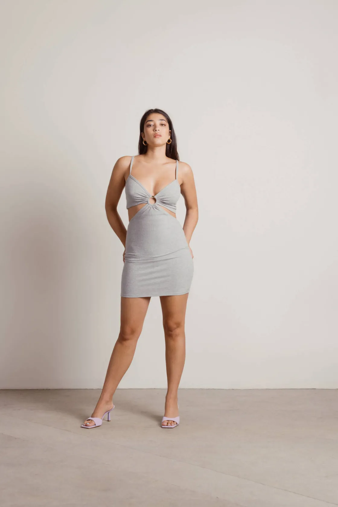 Tobi Loyalty Cutout Bodycon Mini Dress - Heather Grey