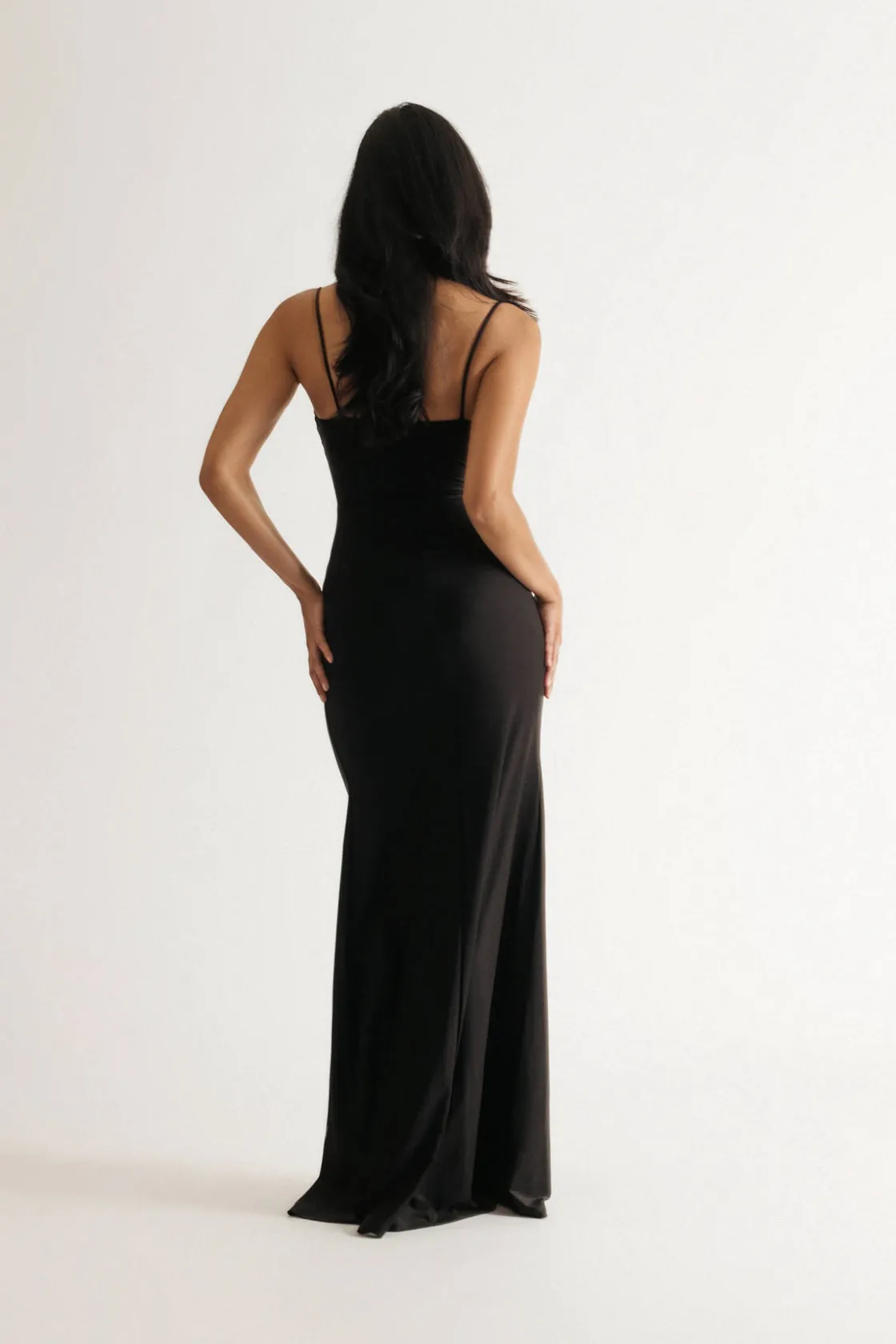 Tobi Lucia Draped Bustier Corset Slit Maxi Dress