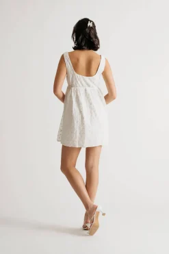 Tobi Luckie Embroidered Babydoll Mini Dress -