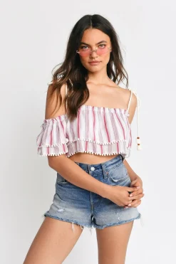 Tobi Luelle Crop Top - Red Multi