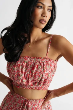 Tobi Lynx Floral Crop Top And Midi Skirt Set -