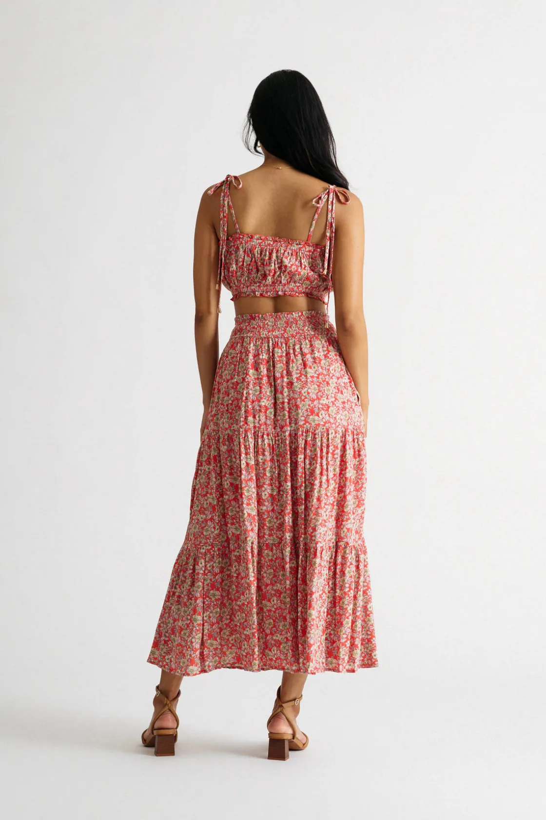 Tobi Lynx Floral Crop Top And Midi Skirt Set -