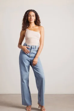 Tobi Macaron One Shoulder Bodysuit - Periwinkle