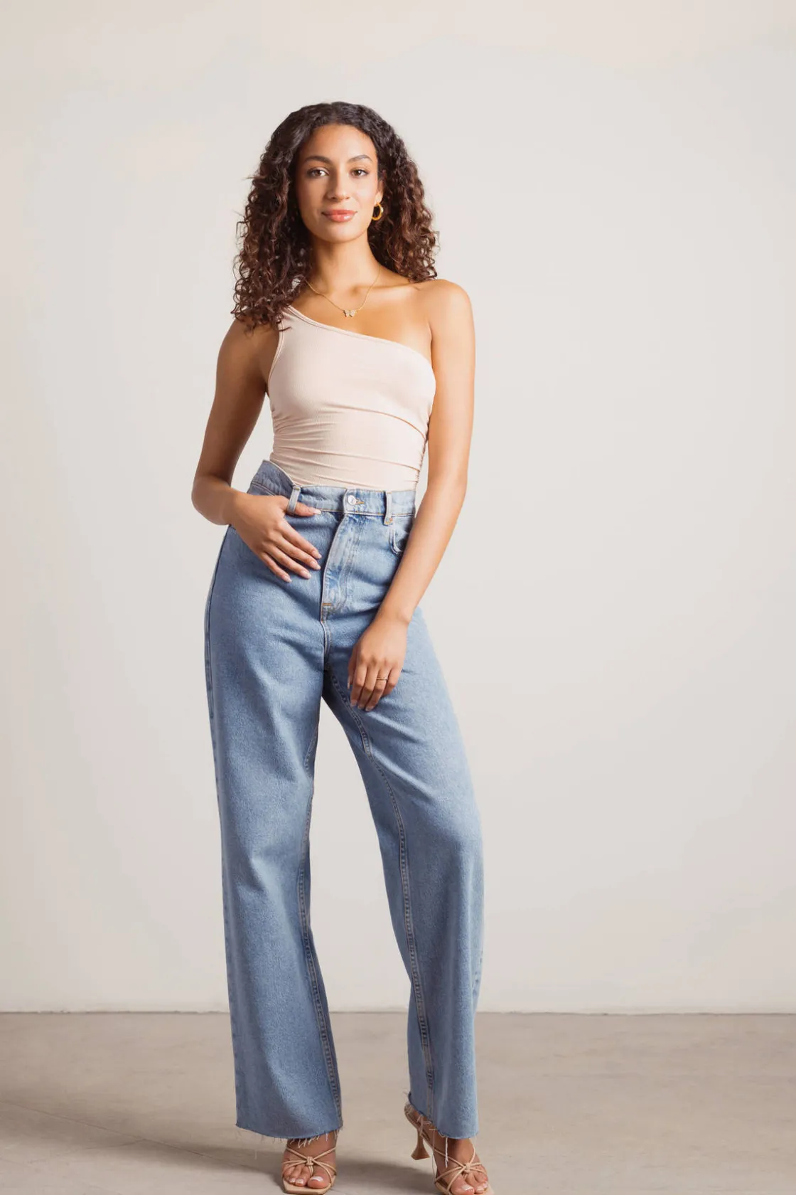 Tobi Macaron One Shoulder Bodysuit - Periwinkle