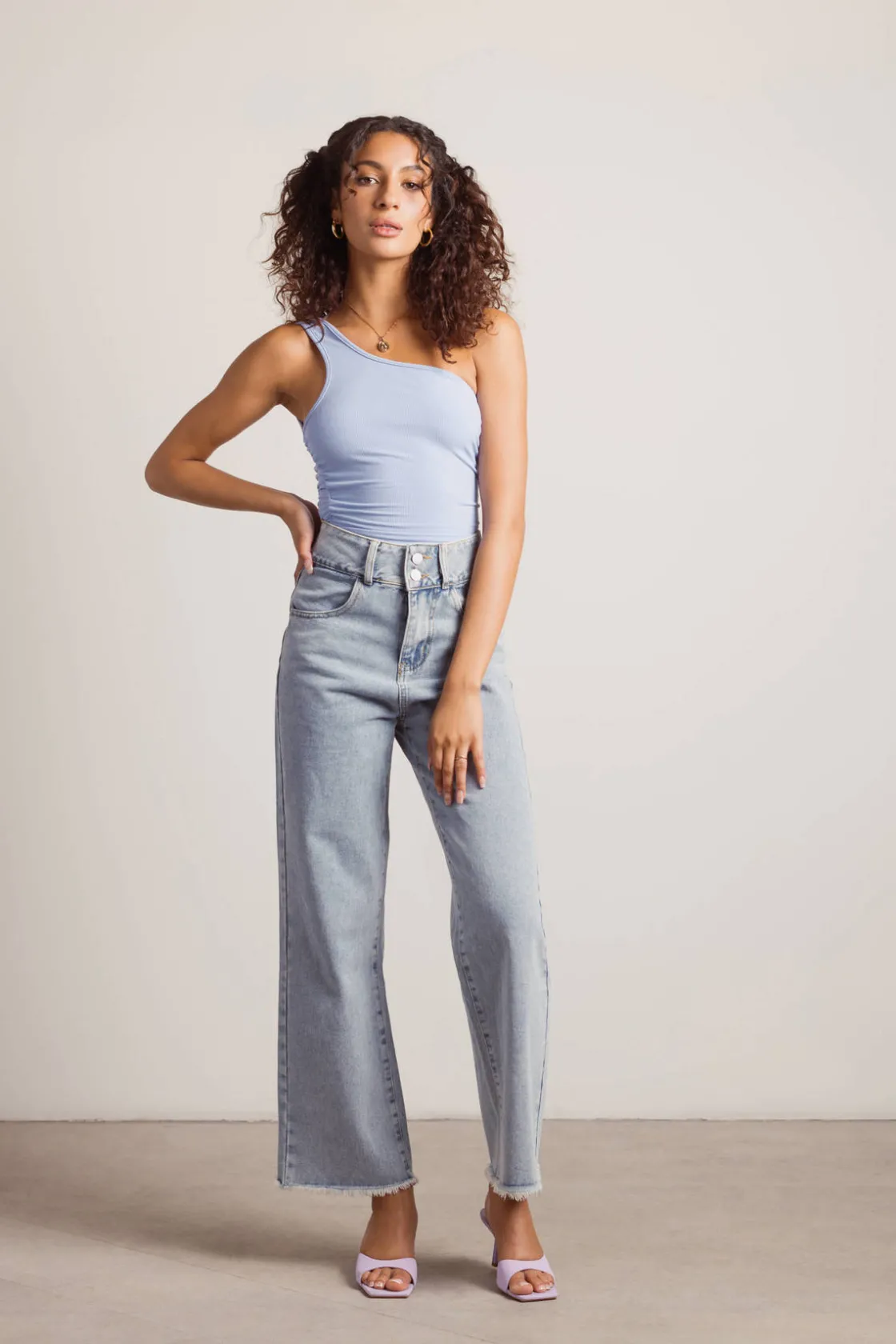 Tobi Macaron One Shoulder Bodysuit - Periwinkle
