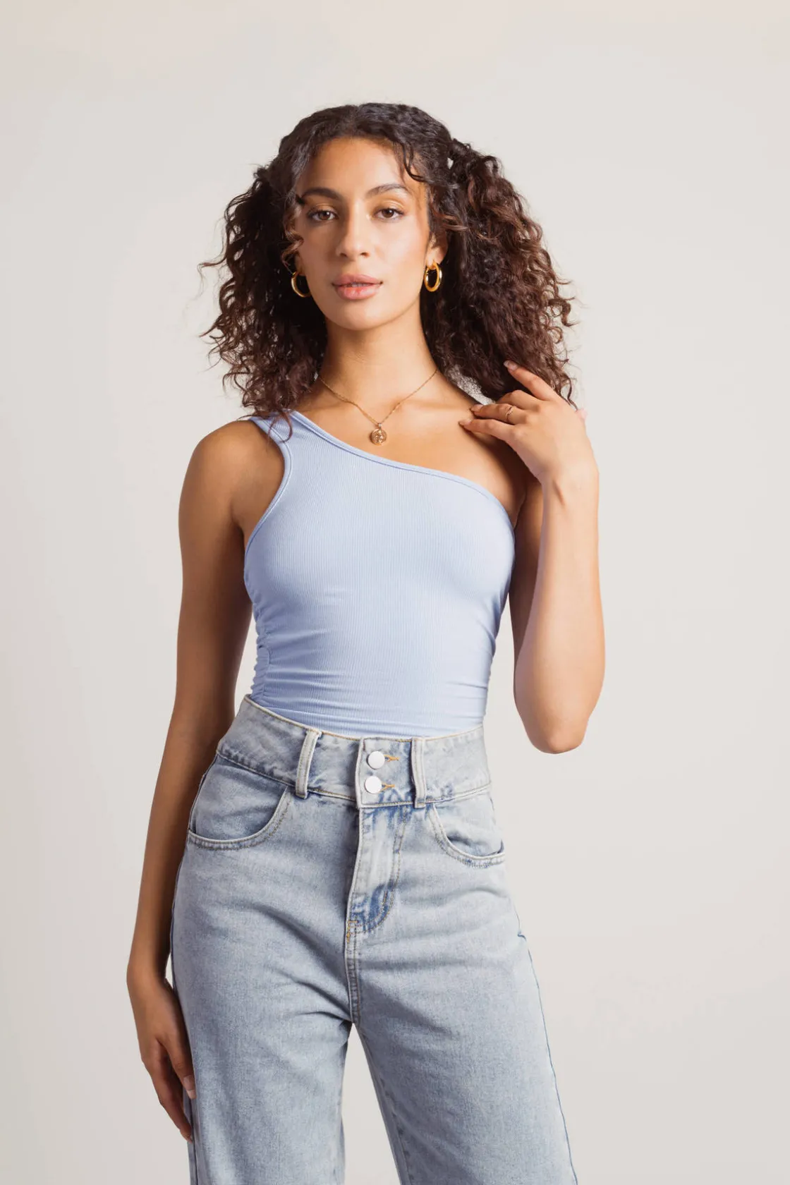 Tobi Macaron One Shoulder Bodysuit - Periwinkle