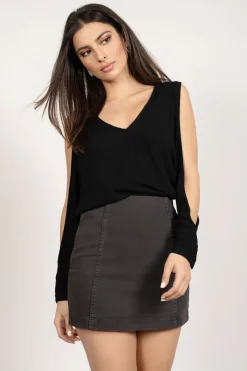 Tobi Maci Cold Shoulder Blouse - Toast