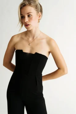 Tobi Mackenzie Strapless Mesh Jumpsuit