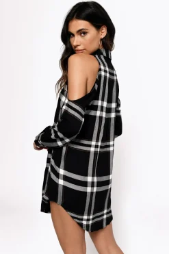 Tobi Mad About Plaid Shift Mini Dress - Red And Black