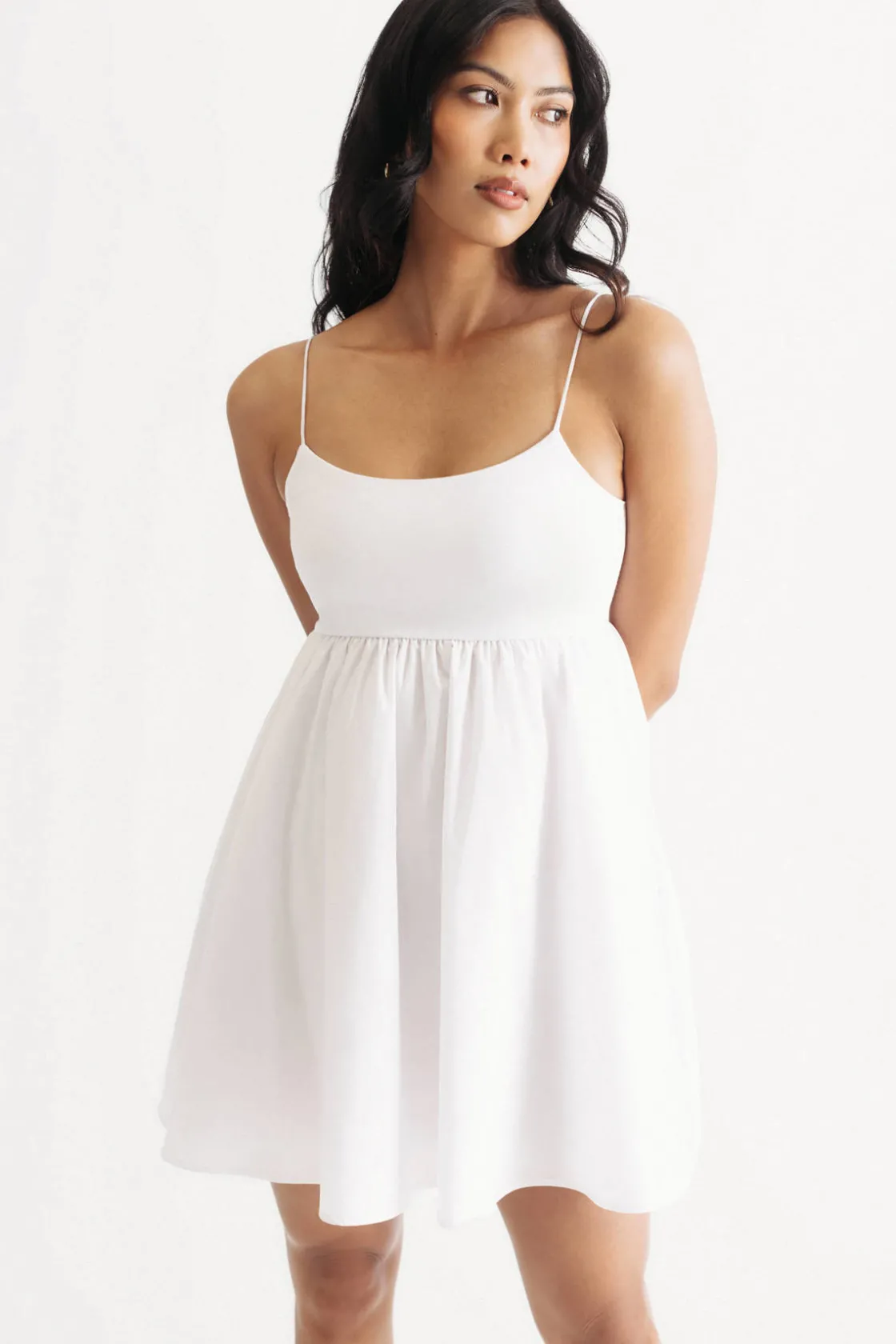Tobi Mae Tie Strap Babydoll Skater Dress With Pockets