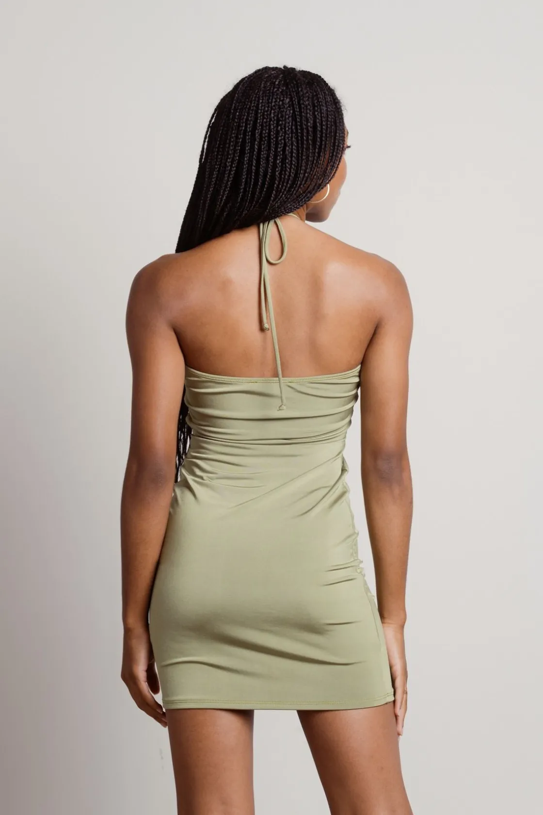 Tobi Mahalia Cross Halter Open Back Mini Dress - Black