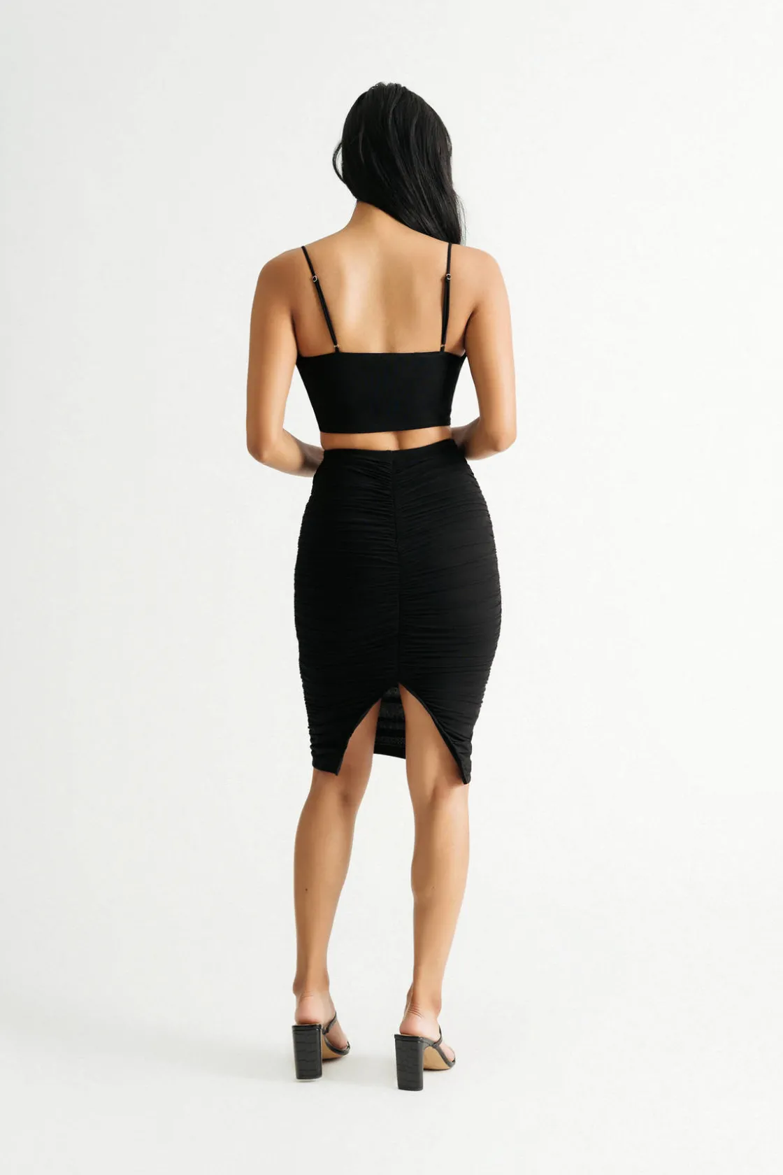 Tobi Maiko Ruched Crop Top And Skirt Set -