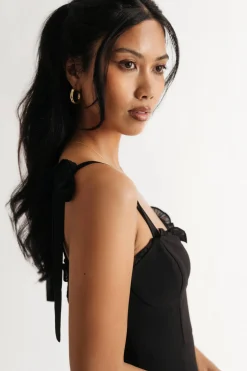 Tobi Maila Ruffle Shoulder Tie Mini Dress