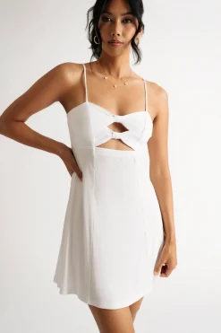 Tobi Maira Ribbed Bow Tie Cutout Mini Dress