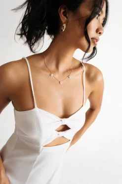Tobi Maira Ribbed Bow Tie Cutout Mini Dress