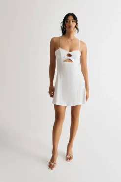 Tobi Maira Ribbed Bow Tie Cutout Mini Dress