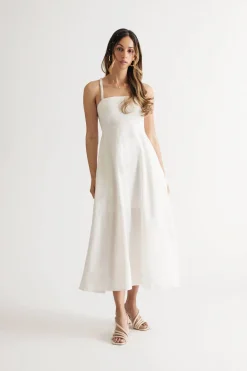 Tobi Maiya Lace Up Back Midi Dress With Pockets
