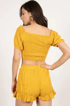 Tobi Make Me Up Embroidered Crop Top And Short Set -