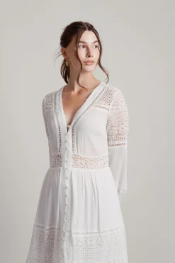Tobi Malibu Mornings Lace Inset Midi Dress -