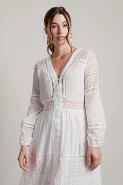 Tobi Malibu Mornings Lace Inset Midi Dress -