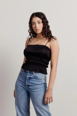 Tobi Many Hours Satin Top - Black