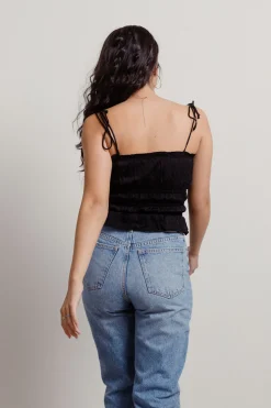 Tobi Many Hours Satin Top - Black