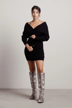 Tobi Marie Off The Shoulder Sweater Mini Dress - Beige