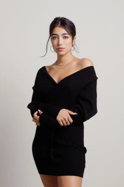 Tobi Marie Off The Shoulder Sweater Mini Dress - Beige