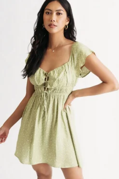 Tobi Marissa Lace Up Skater Mini Dress -