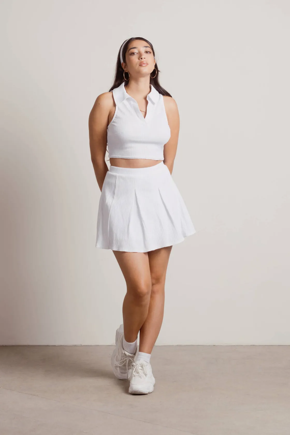 Tobi Match Point Ribbed Crop Top And Tennis Skirt Set -