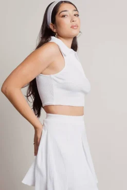 Tobi Match Point Ribbed Crop Top And Tennis Skirt Set -