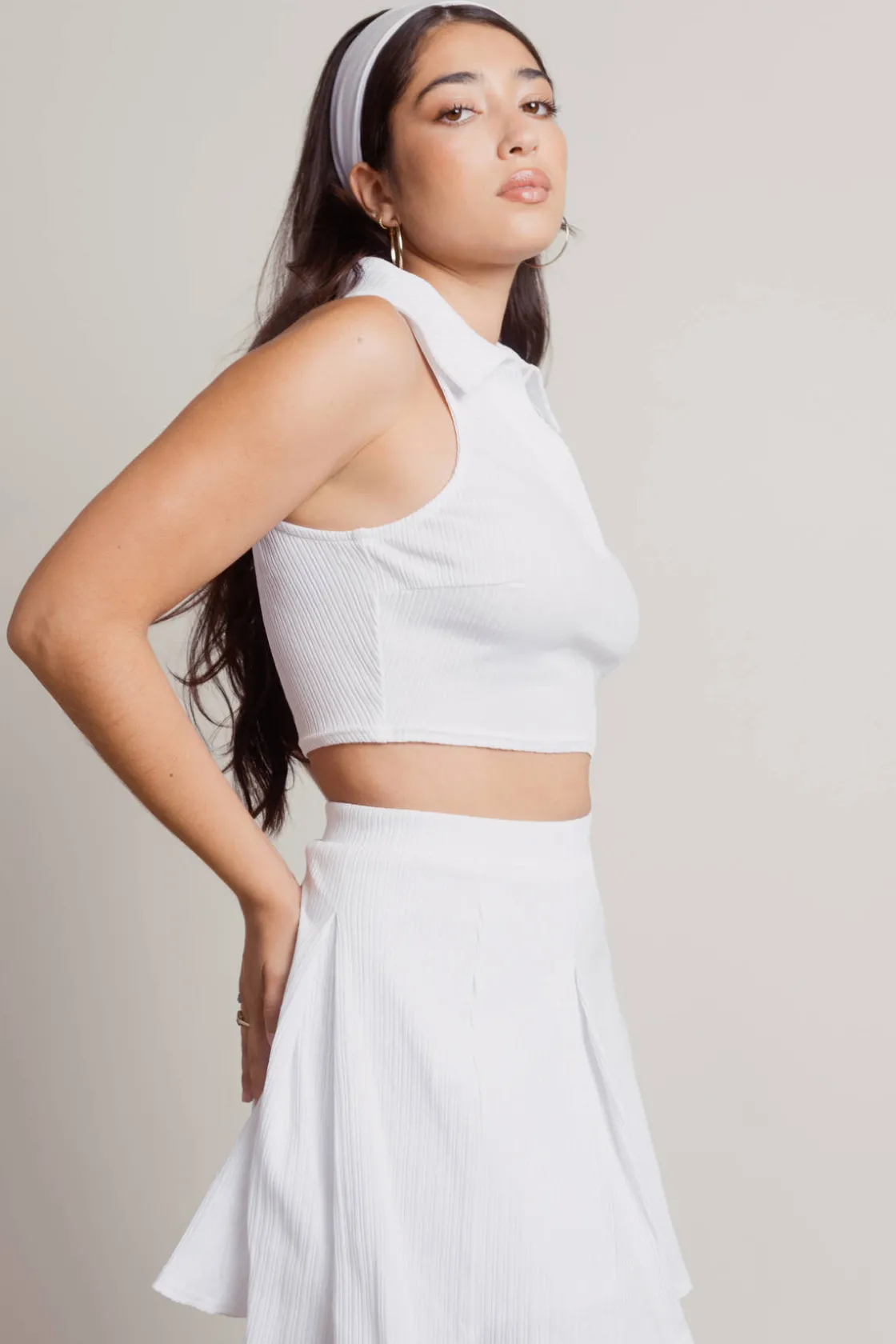 Tobi Match Point Ribbed Crop Top And Tennis Skirt Set -