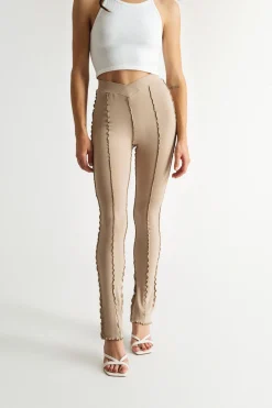 Tobi Matter Of Fact Ribbed Pants - Taupe