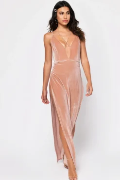 Tobi Maxine Strappy Velvet Maxi Dress -