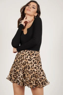 Tobi Maya Leopard Print Mini Skirt -