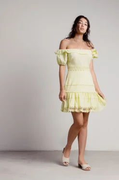 Tobi Meadow Swiss Dot Skater Mini Dress -