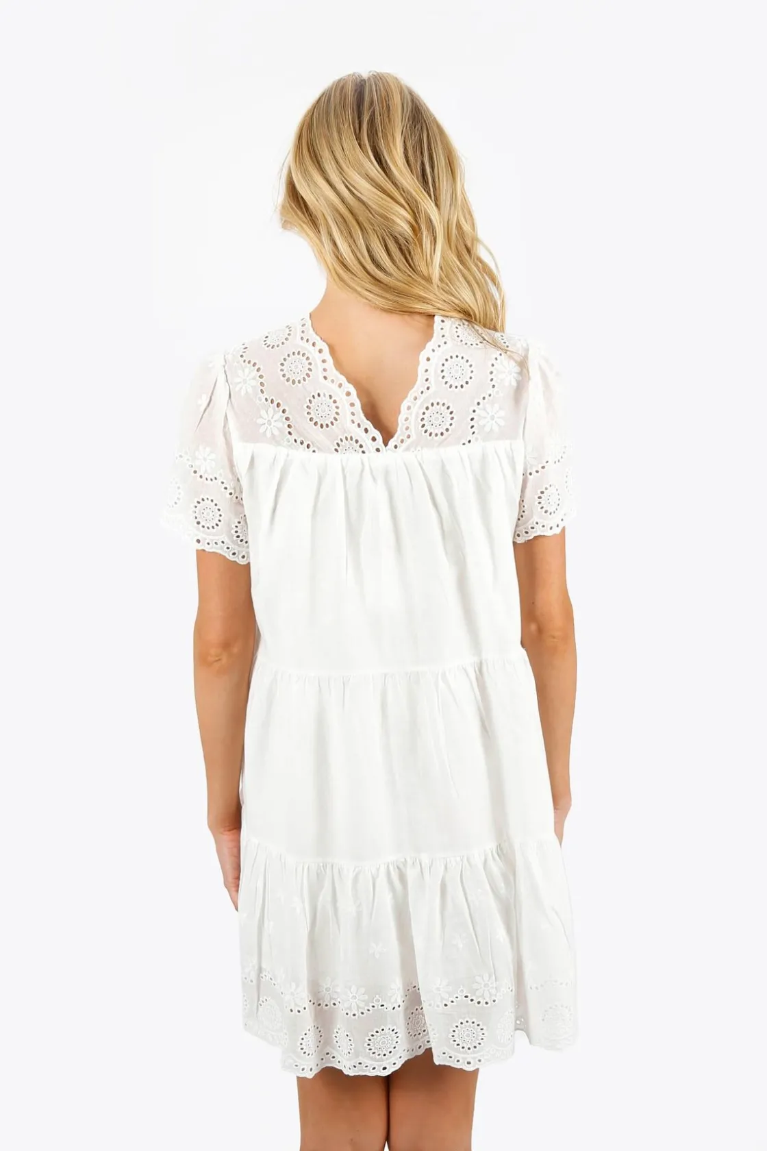 Tobi Meagan Eyelet Tiered Mini Dress -