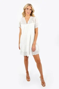 Tobi Meagan Eyelet Tiered Mini Dress -