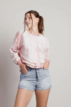 Tobi Melted Ice Cream Tie Dye Sweatshirt - Tan