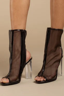 Tobi Mesh Around Peep Toe Mid Calf Boots -