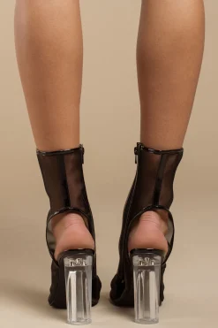 Tobi Mesh Around Peep Toe Mid Calf Boots -