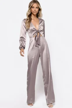 Tobi Mila Front Tie Jumpsuit - Taupe