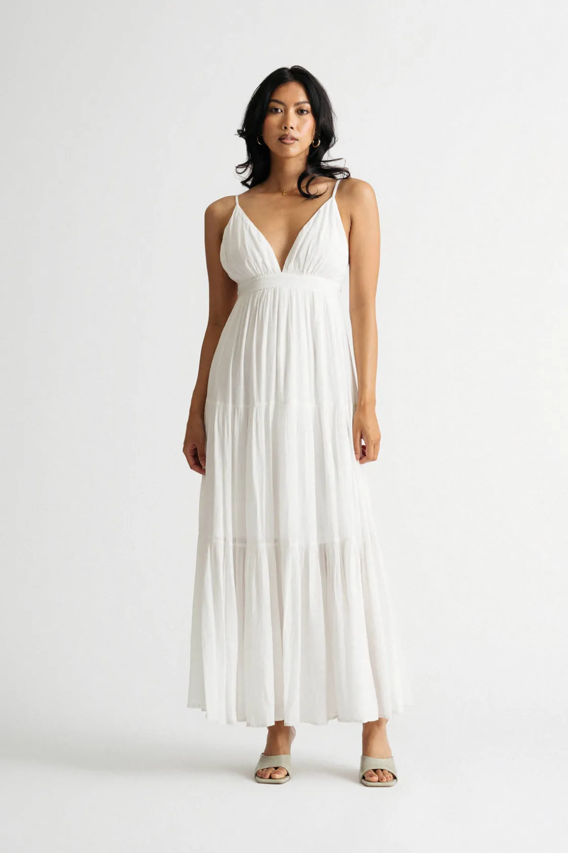 Tobi Mila Open Back Tiered Maxi Dress