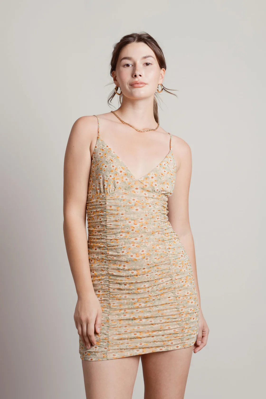 Tobi Milo Floral Ruched Mini Dress -