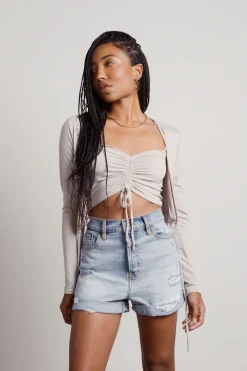 Tobi Mina Crop Top And Cardigan Set - Green